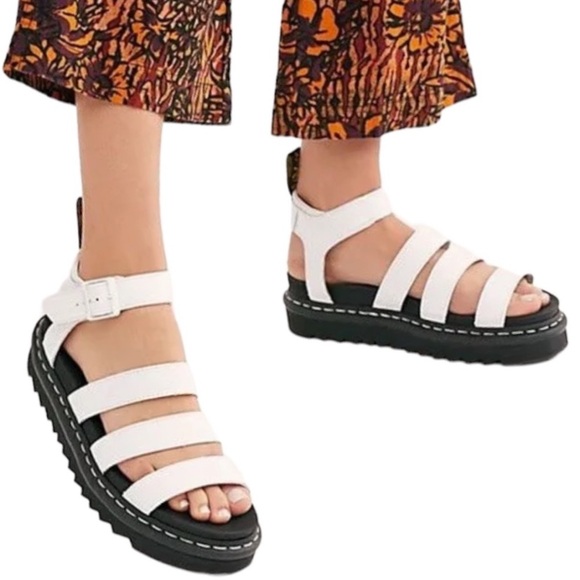 Dr. Martens Blaire White Strappy Gladiator Platform Sandals Size 10 - Picture 1 of 6